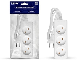 Удлинитель 3*1.5м без заземл. 10А 2*0.75 TOKOV ELECTRIC TKE-C01-BU3-1.5-075