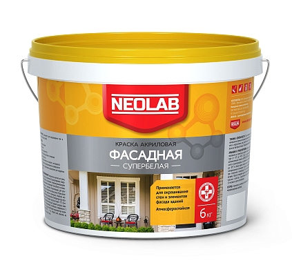 Акриловая супербелая краска "Фасадная" Neolab 6кг - №1