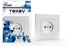 Розетка 1-м СП Pixel 16А IP20 без заземл. в сборе бел. TOKOV ELECTRIC TKE-PX-R1F-C01