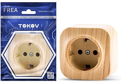 Розетка 1-м ОП Frea 16А IP20 250В с заземл. АБС-пластик сосна TOKOV ELECTRIC TKE-FR-R1Z-C25