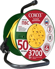 Удлинитель на катушке 4х50м с заземл. 16А IP20 3.7кВт Союз 481S-3605