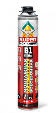 Пена монтажная SUPER Монтажник ОГНЕСТОЙКАЯ профессиональная 780гр (Распродажа)