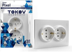Розетка 2-м СП Pixel 16А IP20 с заземл. защ. шторки в сборе бел. TOKOV ELECTRIC TKE-PX-R2FZSF-C01