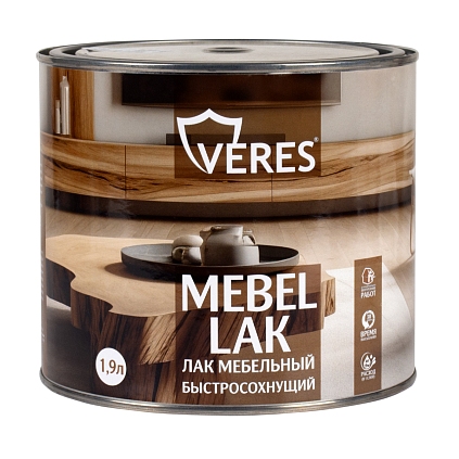 Лак мебельный "VERES" полуглянцевый быстросохнущий 1,9л (Распродажа) - №1