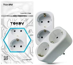 Разветвитель 2-м с заземл. 16А 250В IP20 полипропилен бел. TOKOV ELECTRIC TKL-S2Z-C01