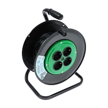 Удлинитель на катушке Luazon Lighting, 4 розетки, 15 м, 10 А, ПВС 3*0.75 мм2, с з/к, IP20