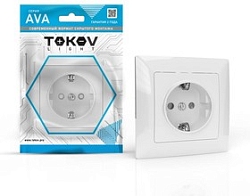 Розетка 1-м СП AVA 16А IP20 с заземл. защ. шторки в сборе бел. TOKOV ELECTRIC TKL-AV-R1FZSF-C01