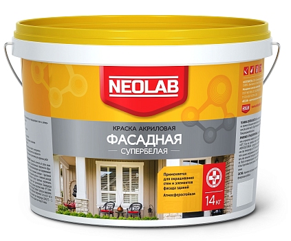 Акриловая супербелая краска "Фасадная" Neolab 14кг - №1