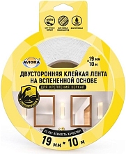 Лента двусторонняя вспен. 19мм*10м д/зеркал белая AVIORA арт. 302-063 