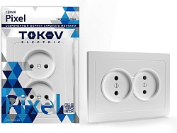 Розетка 2-м СП Pixel 16А IP20 без заземл. в сборе бел. TOKOV ELECTRIC TKE-PX-R2F-C01